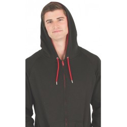 Fleece - Freizeitoverall "BLACK & RED" mit Kapuze